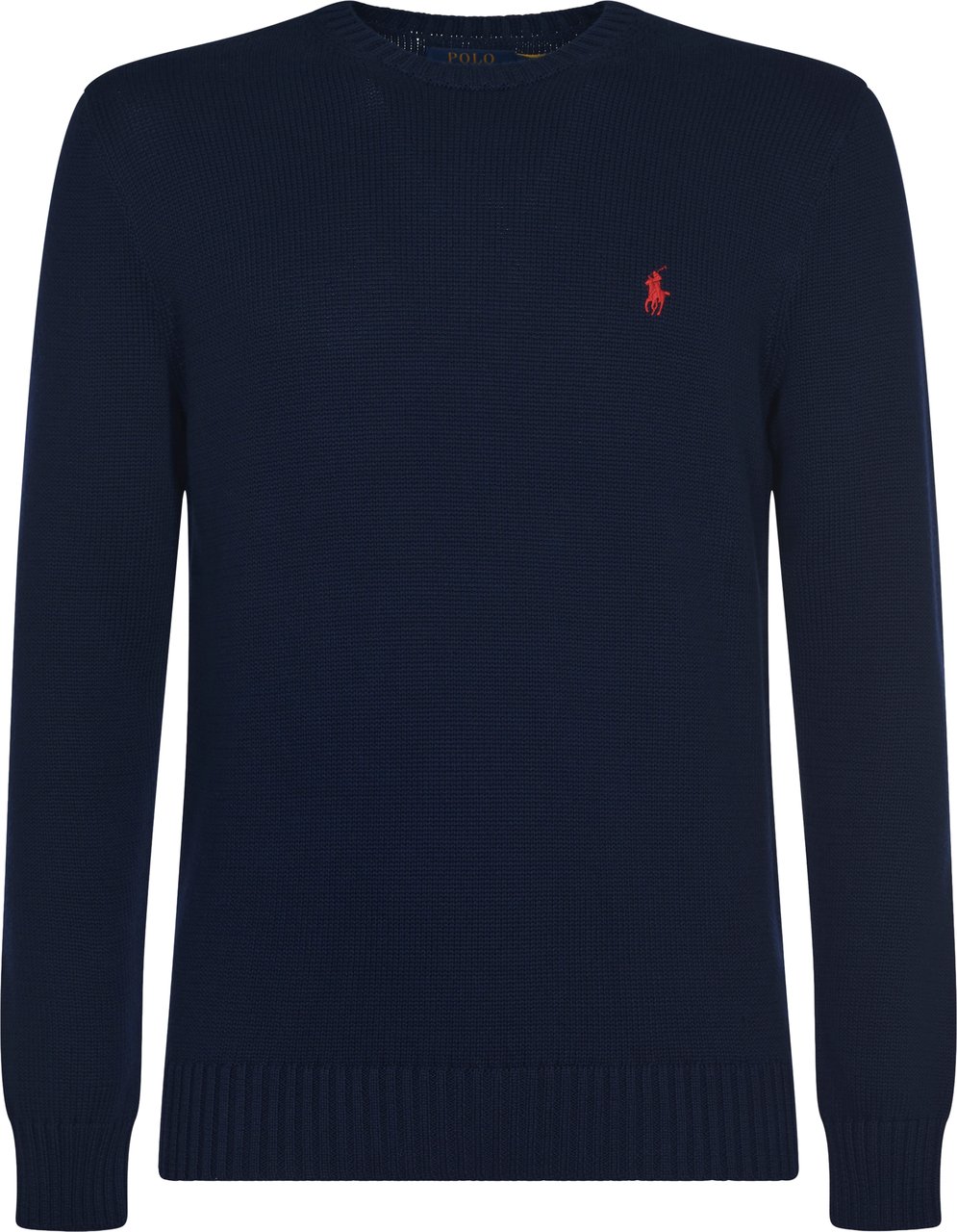 Ralph Lauren Crew Neck Black Cotton Sweater Zwart