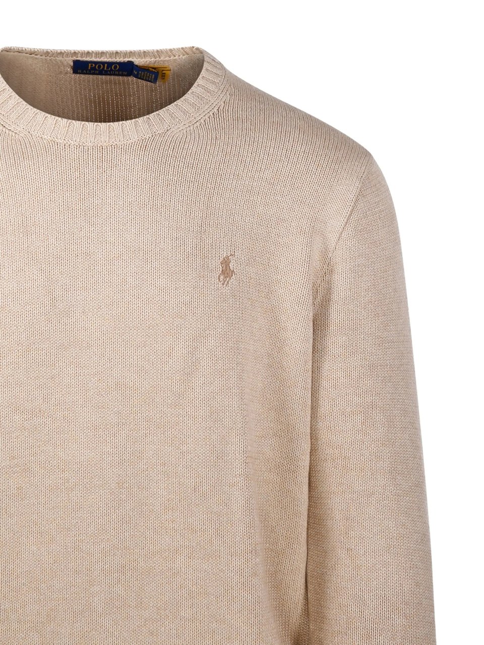 Ralph Lauren Neutral Sweater Crew Neck Cotton Sweater Neutraal