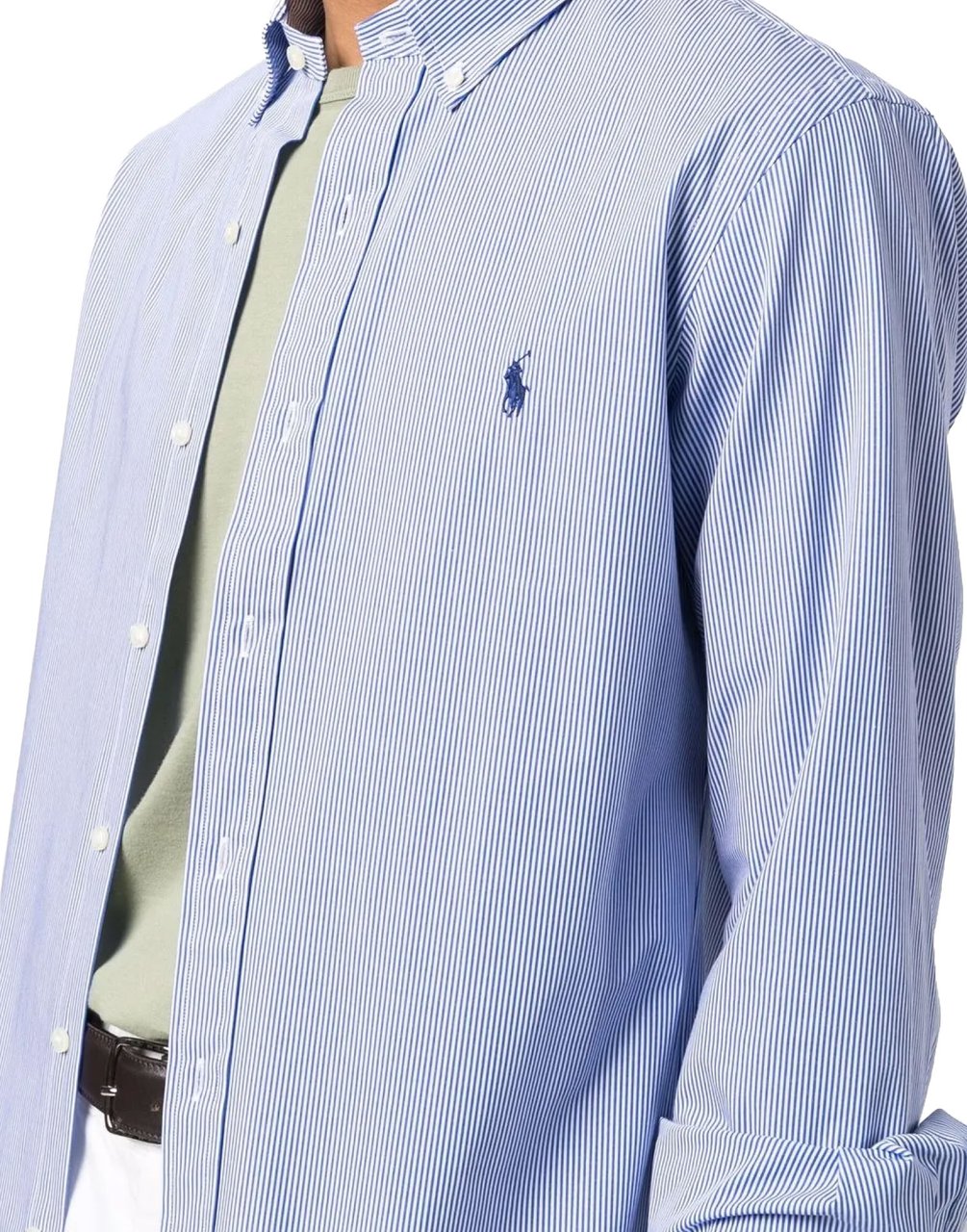 Ralph Lauren Striped Slim Fit Poplin Shirt Blauw