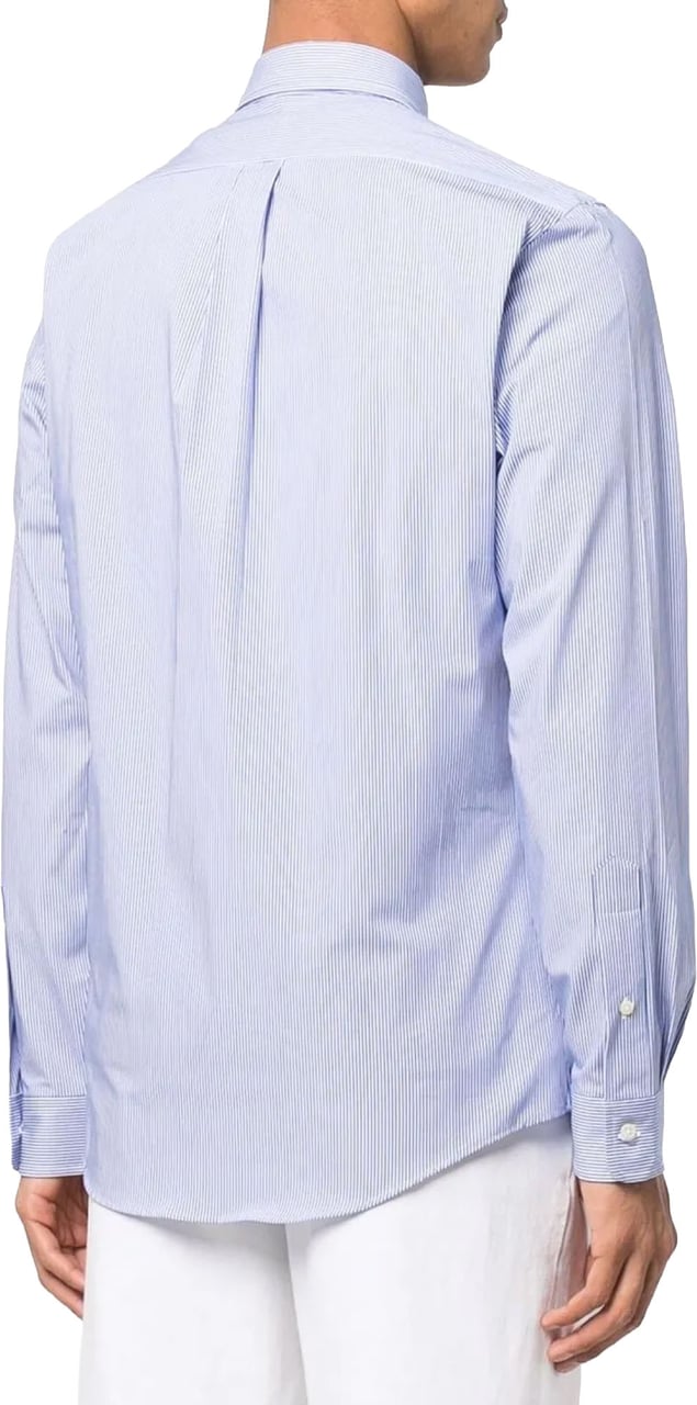Ralph Lauren Striped Slim Fit Poplin Shirt Blauw