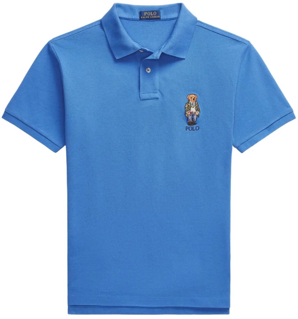 Ralph Lauren Custom Slim Fit Polo Bear Polo Shirt Blauw