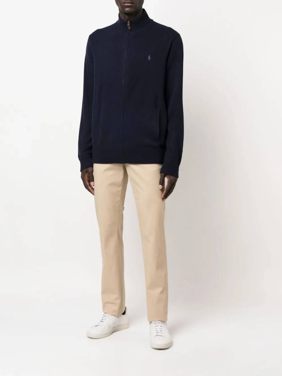 Ralph Lauren Full Zip Jacket With High Collar And Minimalist Design Blauw