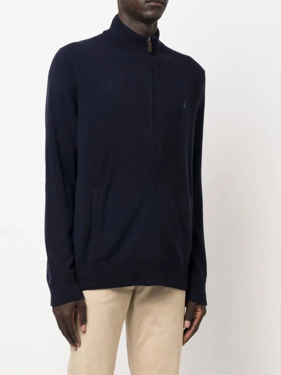 Ralph Lauren Full Zip Jacket With High Collar And Minimalist Design Blauw