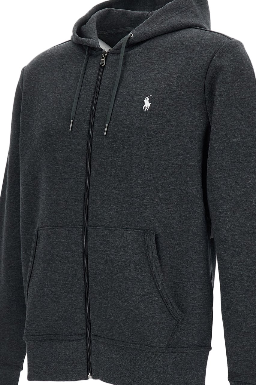 Ralph Lauren Dark Grey Hooded Zip Up Sweatshirt Grijs