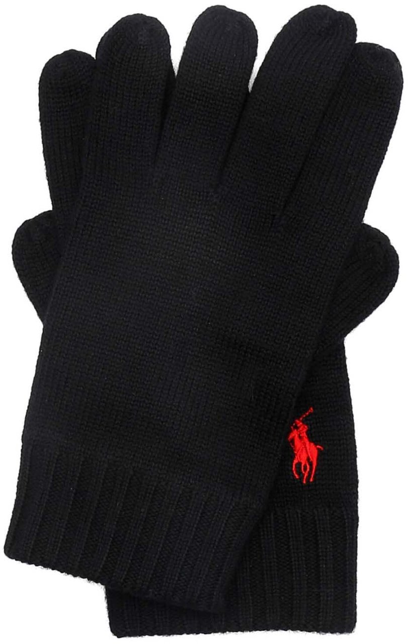 Ralph Lauren Classic Pony Logo Wool Gloves Zwart
