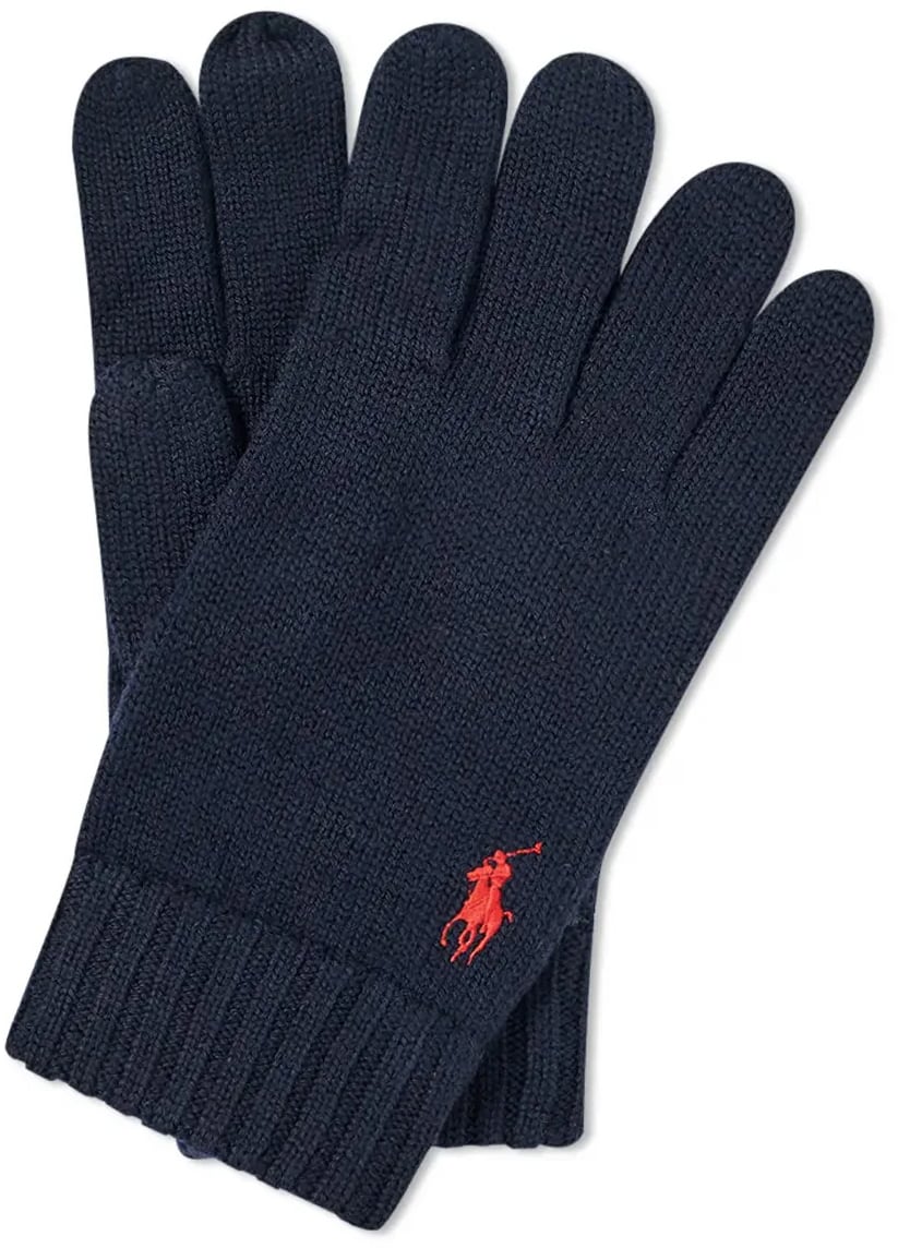 Ralph Lauren Classic Pony Logo Wool Gloves Blauw