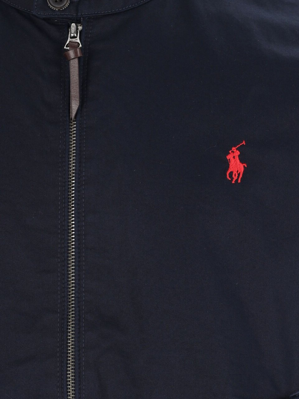 Ralph Lauren Navy Blue High Neck Cotton Zip Jacket Blauw