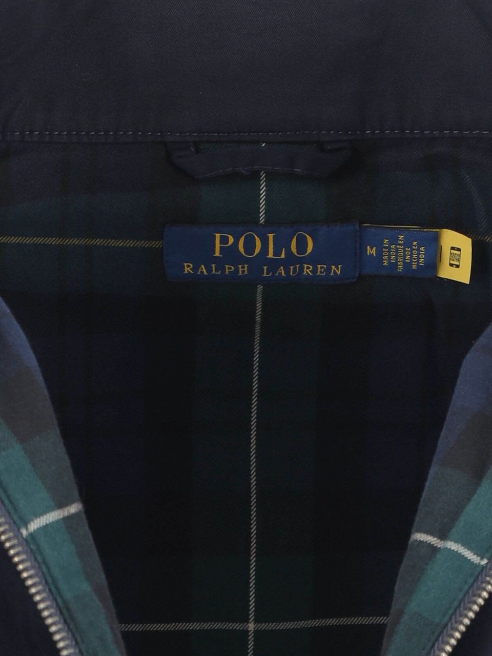 Ralph Lauren Navy Blue High Neck Cotton Zip Jacket Blauw