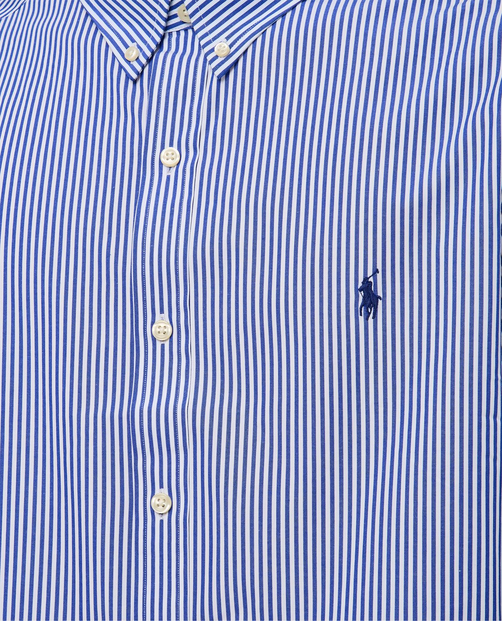 Ralph Lauren Slim Fit Cotton Sport Shirt with Vertical Stripes Blauw