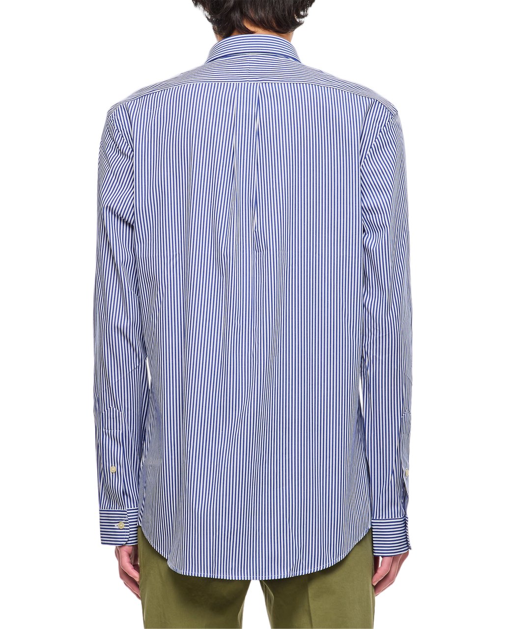 Ralph Lauren Slim Fit Cotton Sport Shirt with Vertical Stripes Blauw