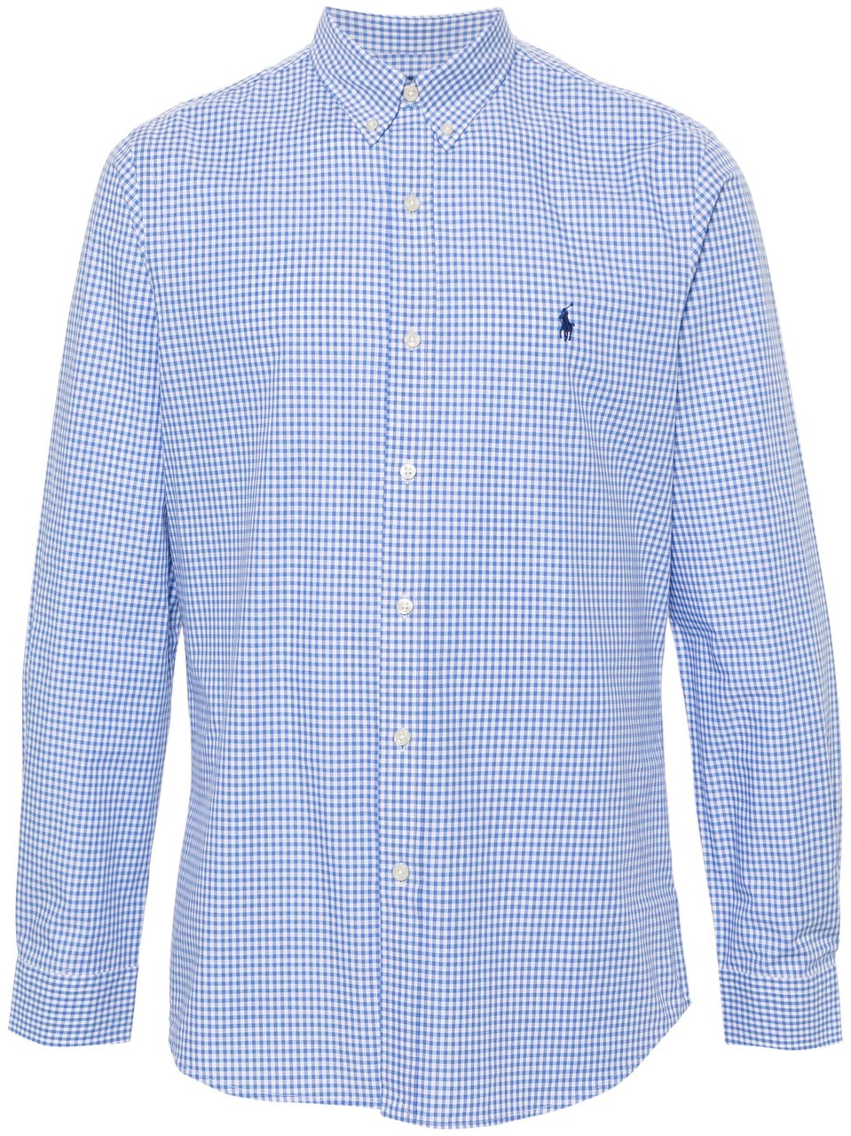 Ralph Lauren Long-Sleeve Button-Up Shirt with Checkered Pattern Blauw