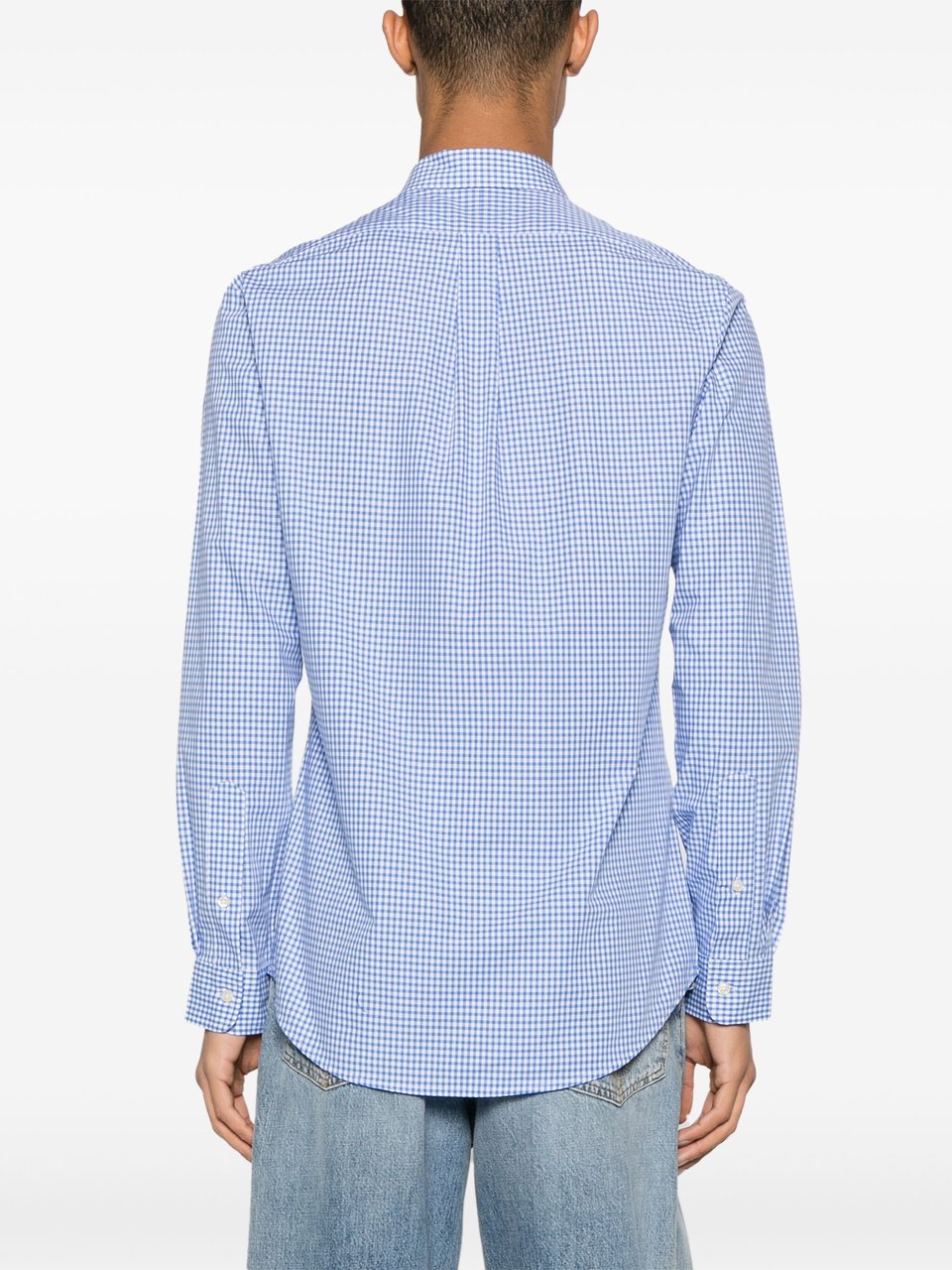 Ralph Lauren Long-Sleeve Button-Up Shirt with Checkered Pattern Blauw