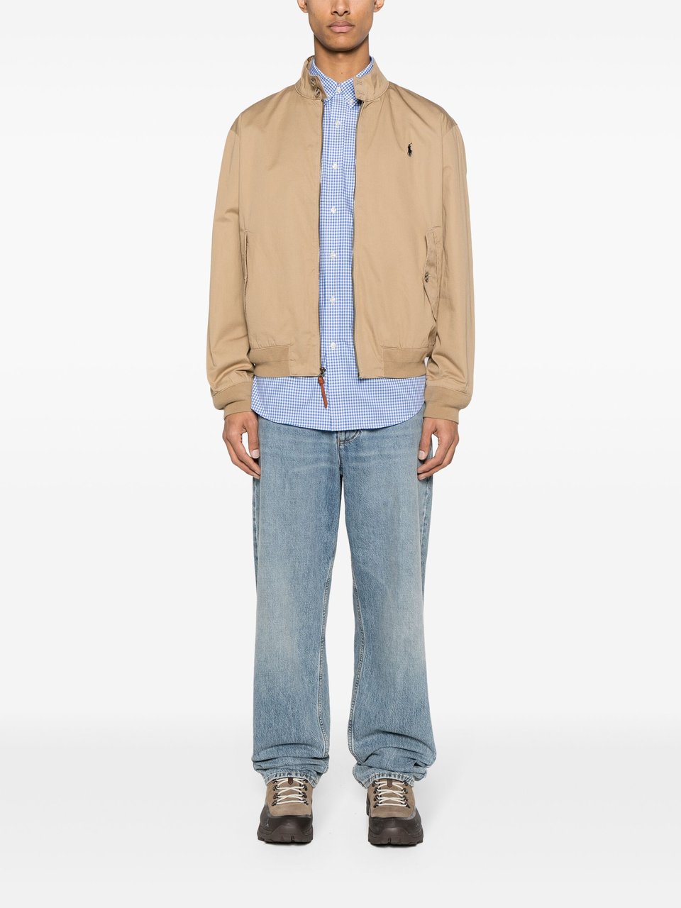 Ralph Lauren Long-Sleeve Button-Up Shirt with Checkered Pattern Blauw