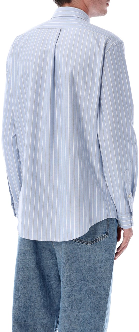 Ralph Lauren Custom Fit Shirt White Light Blue Blauw