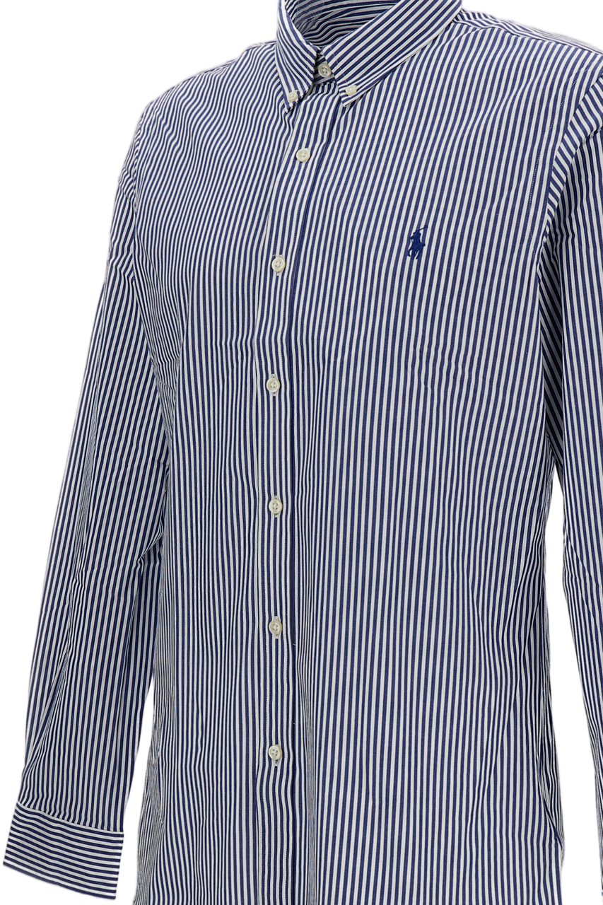 Ralph Lauren White Blue Stretch Cotton Striped Shirt Wit