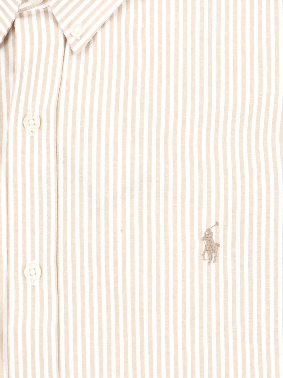 Ralph Lauren Cream Striped Stretch Cotton Shirt Neutraal
