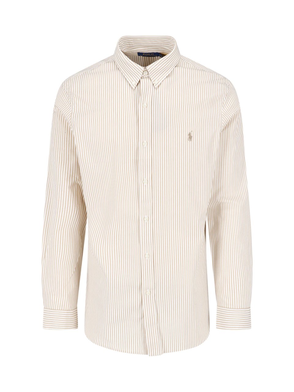Ralph Lauren Cream Striped Stretch Cotton Shirt Neutraal