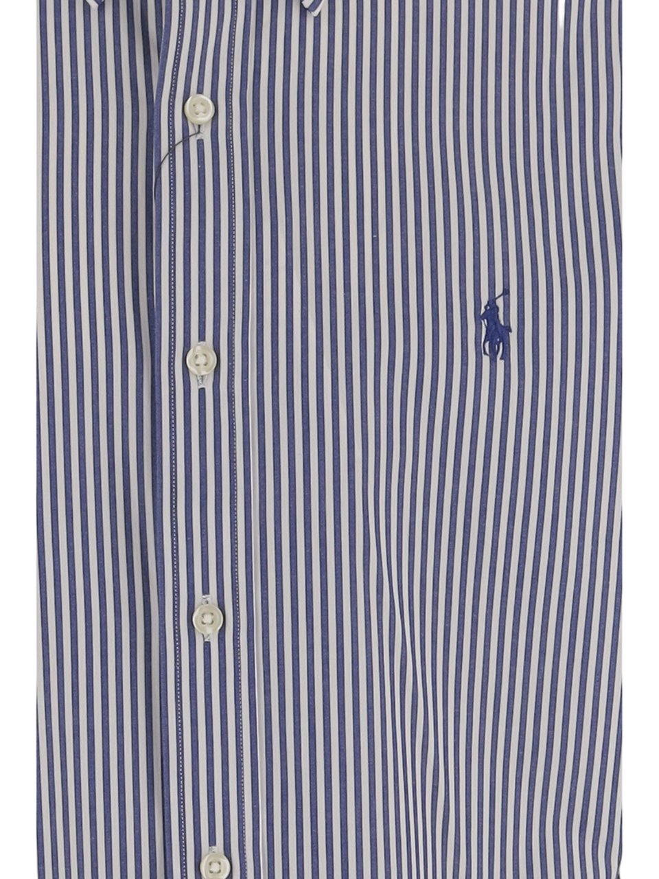 Ralph Lauren Striped Stretch Cotton Shirt With Button-Down Collar Grijs