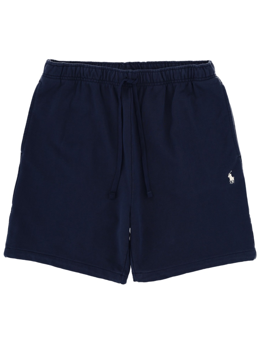Ralph Lauren Cotton Logo Elastic Drawstring Shorts Zwart