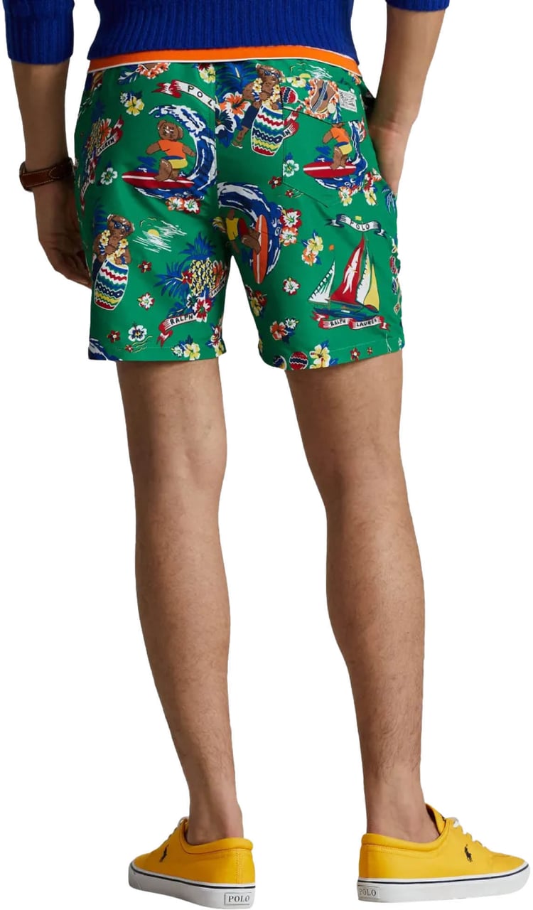 Ralph Lauren Surfer Bear Traveler Mid Swim Shorts Groen