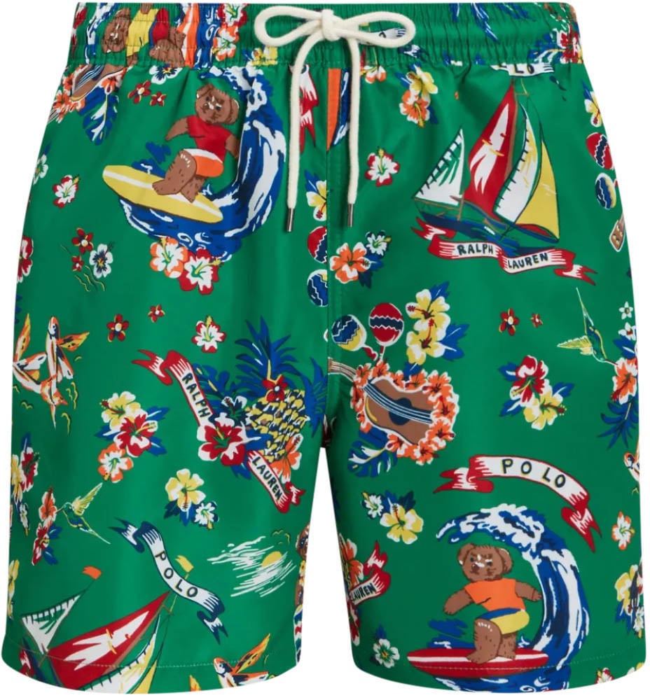 Ralph Lauren Surfer Bear Traveler Mid Swim Shorts Groen