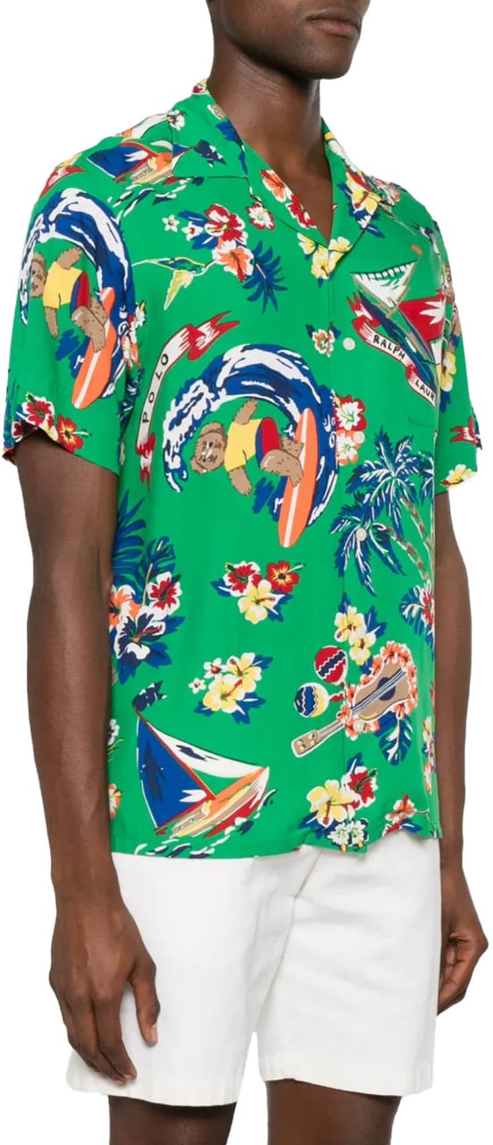 Ralph Lauren Surfer Bear Logo Short Sleeve Shirt Groen
