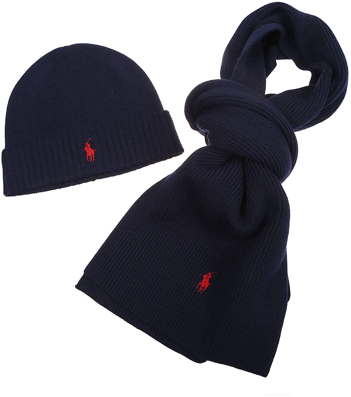 Ralph Lauren Classic Box Set Cold Weather Beanie+scarf Blue Blauw