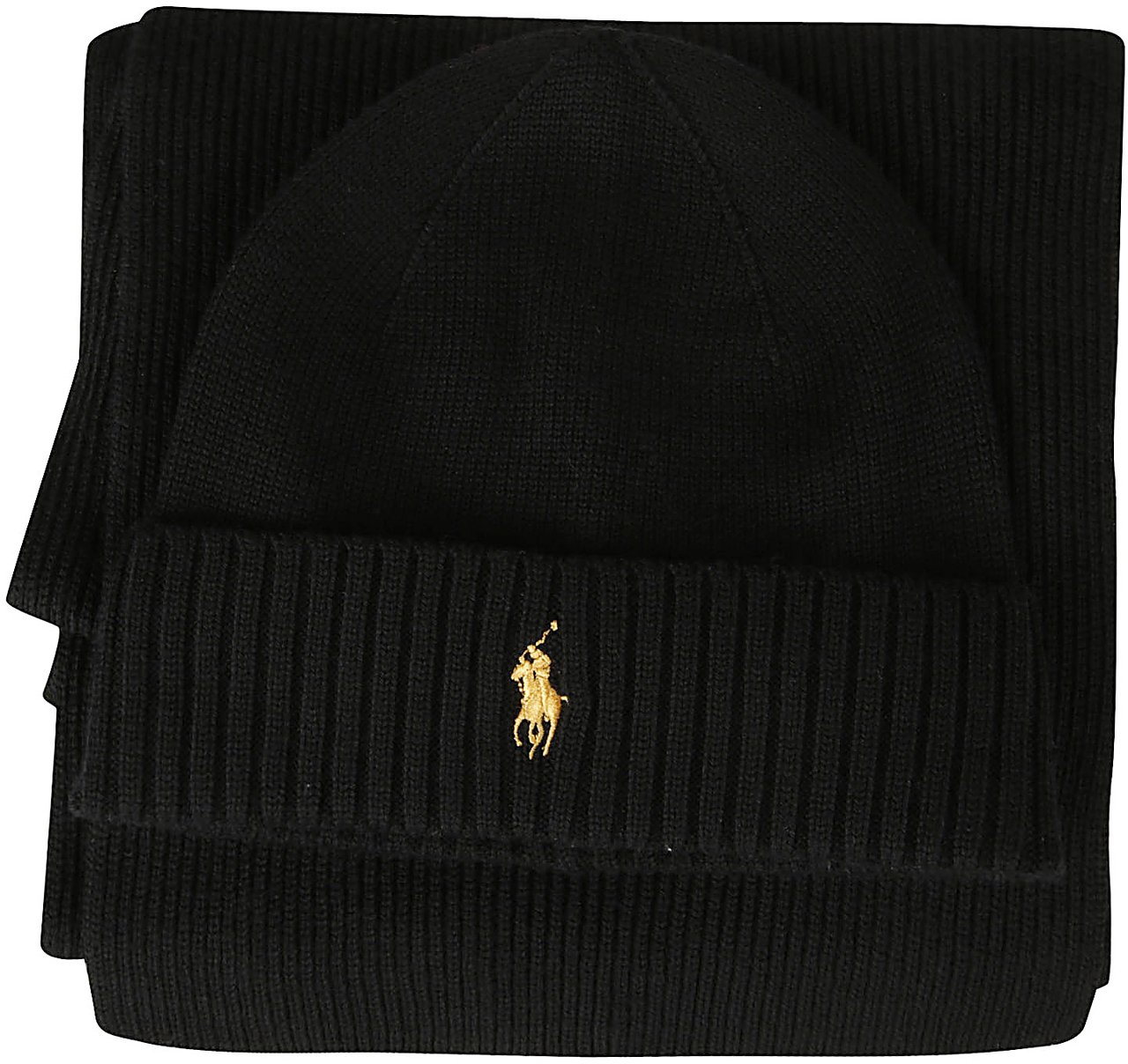 Ralph Lauren Classic Box Set  Cold Weather Beanie+scarf Black Zwart