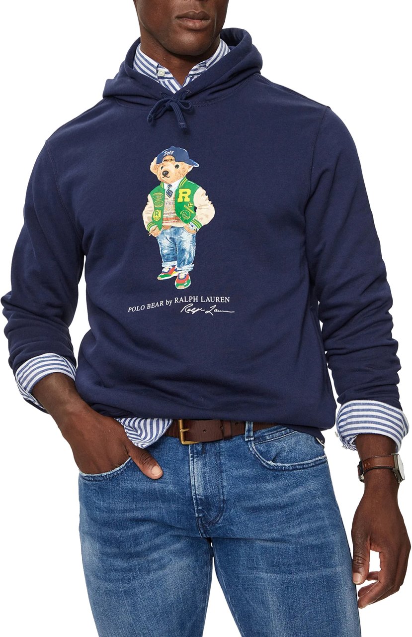 Ralph Lauren Varsity Polo Bear Logo Hoodie Blauw