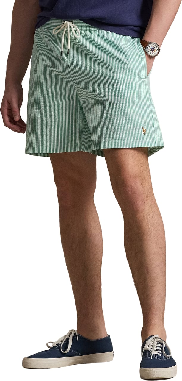 Ralph Lauren Costume Traveler Mid Trunk Seersucker Key West Green Stripe Divers