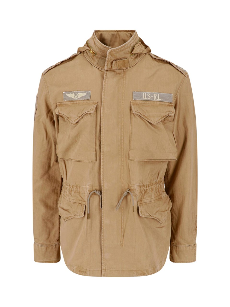 Ralph Lauren Military-Inspired Casual Jacket with Adjustable Drawstring Bruin
