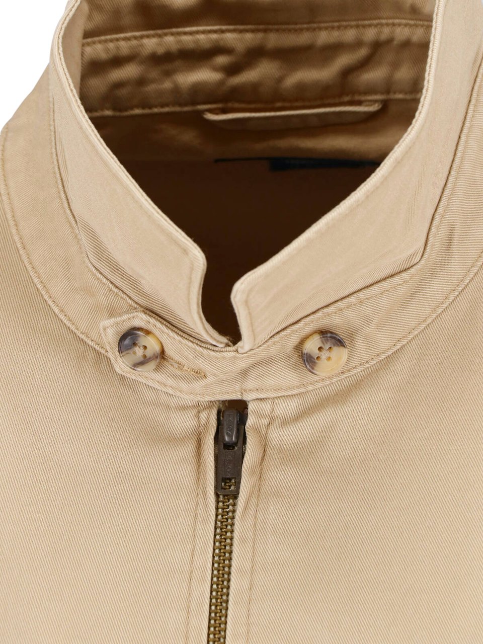 Ralph Lauren Neutral Cropped Zip Front Casual Jacket Neutraal