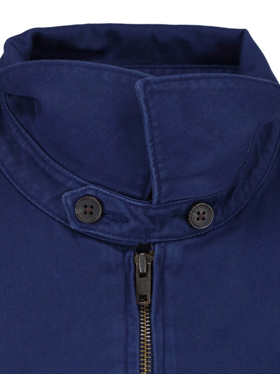 Ralph Lauren Classic Zip-Up Jacket with Buttoned Collar and Embroidered Logo Blauw