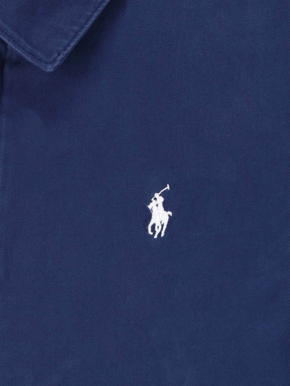 Ralph Lauren Classic Zip-Up Jacket with Buttoned Collar and Embroidered Logo Blauw