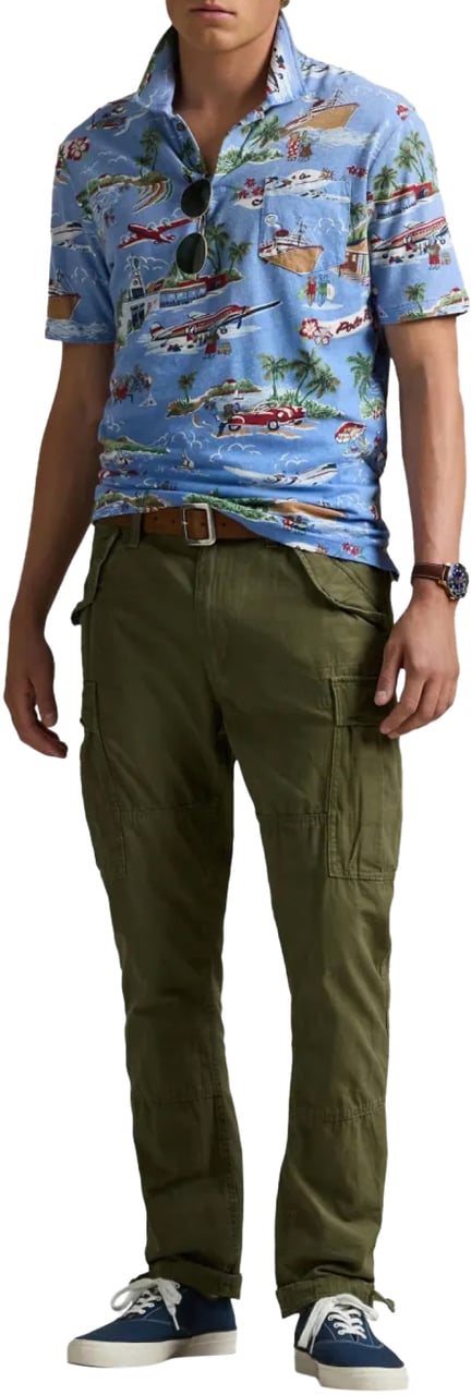 Ralph Lauren Surf Bear Linen Cotton Polo Shirt Blauw