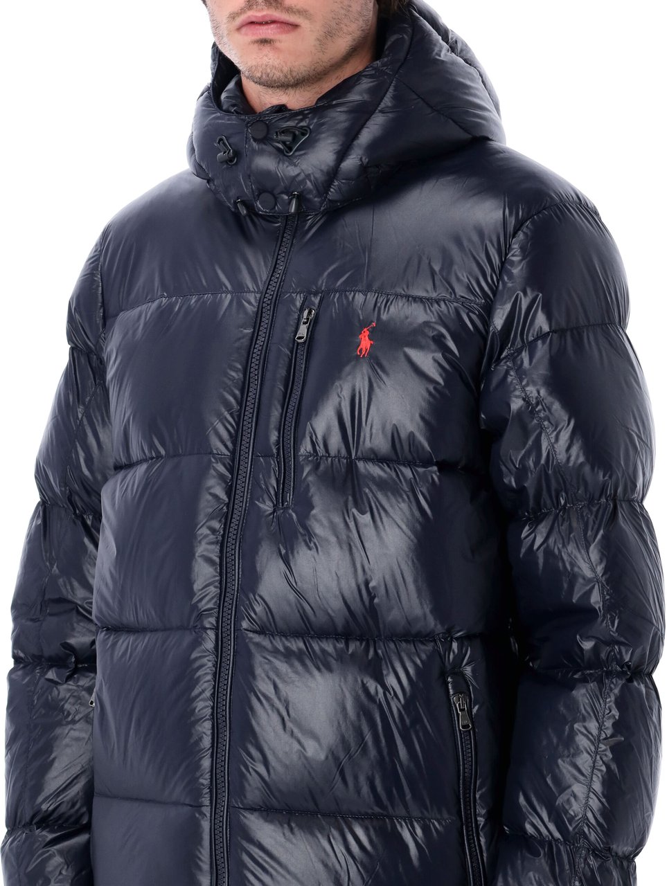 Ralph Lauren Glossy Puffer Jacket Blu Blauw