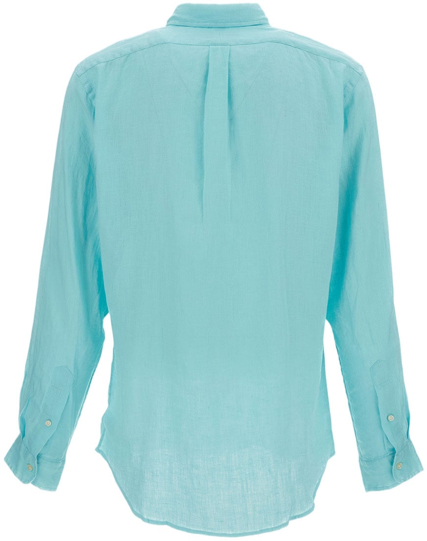 Ralph Lauren Lightweight Tailored Linen Shirt with Embroidered Logo Groen