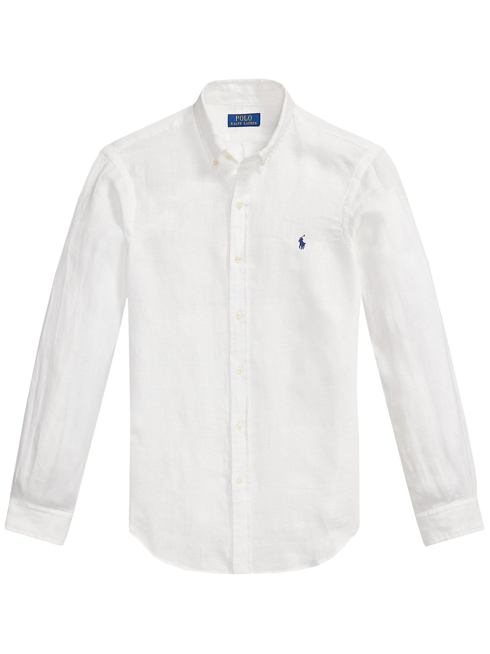 Ralph Lauren White Sport Shirt Long-Sleeve Linen Sport Shirt Wit