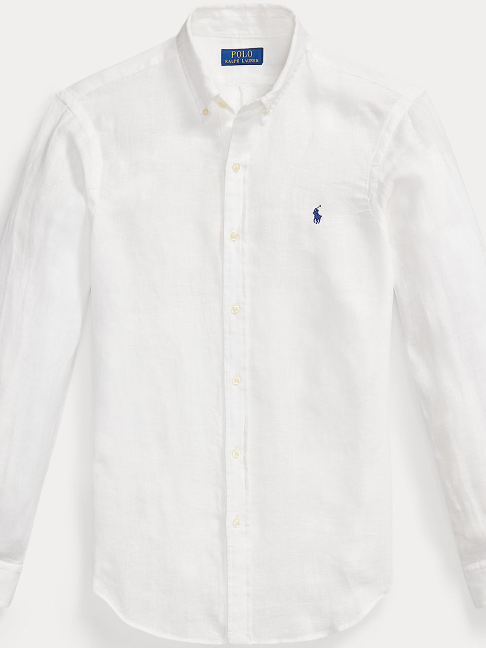 Ralph Lauren White Sport Shirt Long-Sleeve Linen Sport Shirt Wit