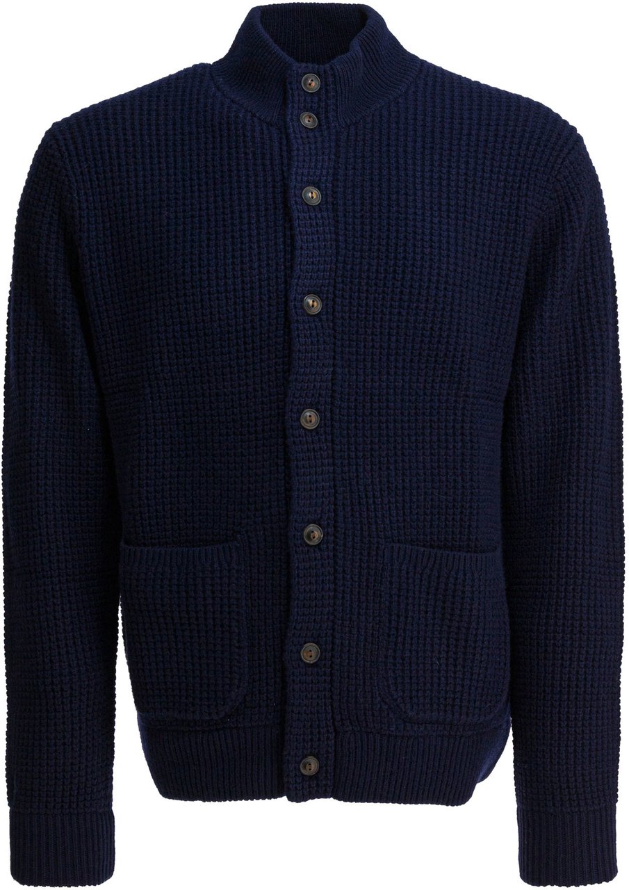 Ralph Lauren Mock neck cardigan Blauw