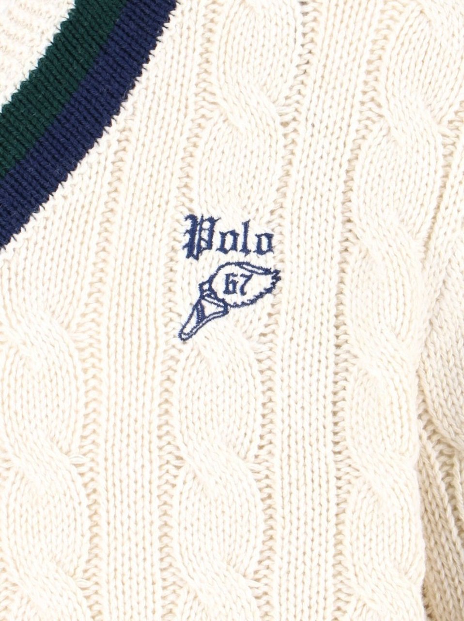 Ralph Lauren Cable-Knit Cricket Sweater Cream Neutraal