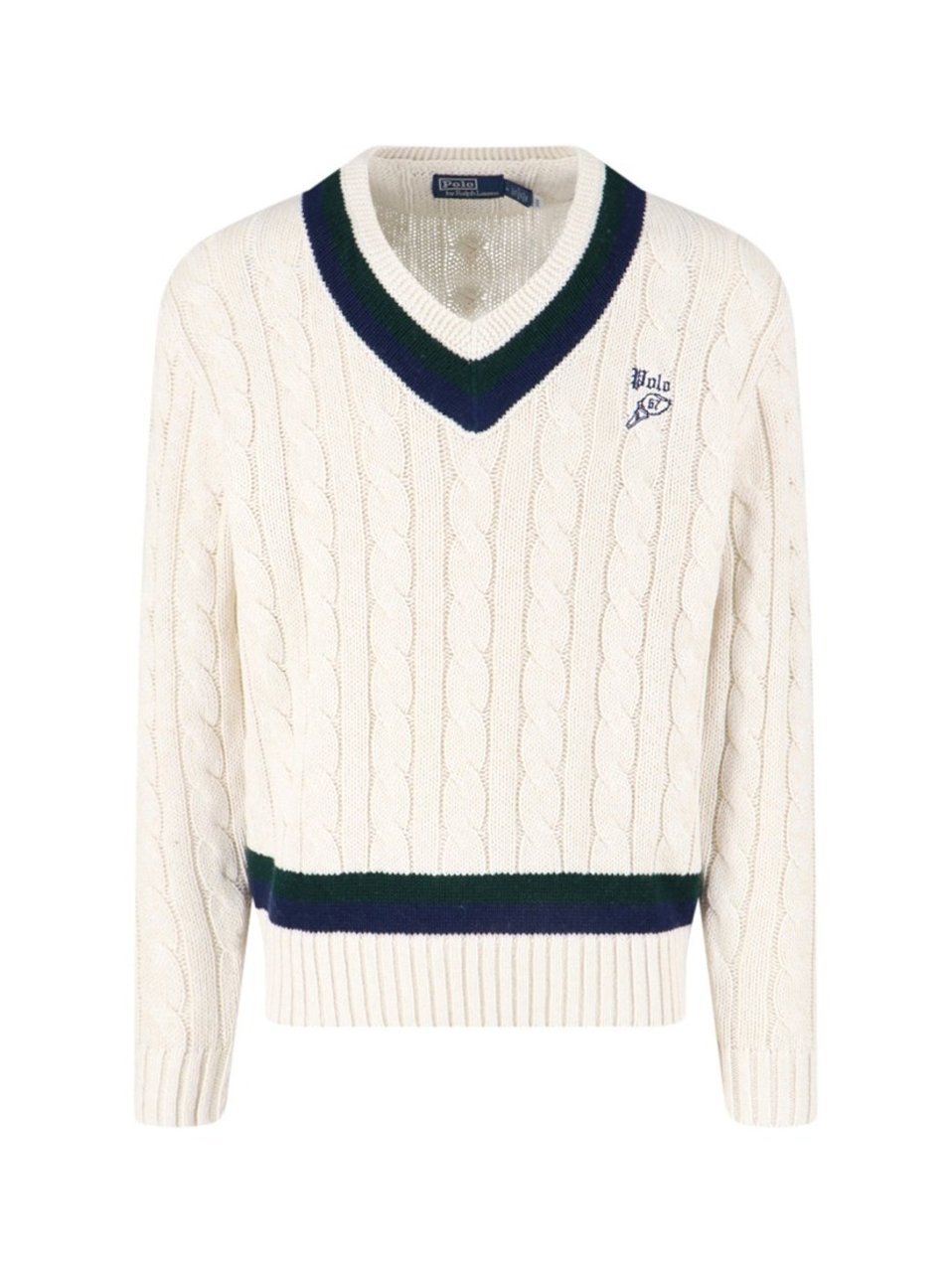 Ralph Lauren Cable-Knit Cricket Sweater Cream Neutraal