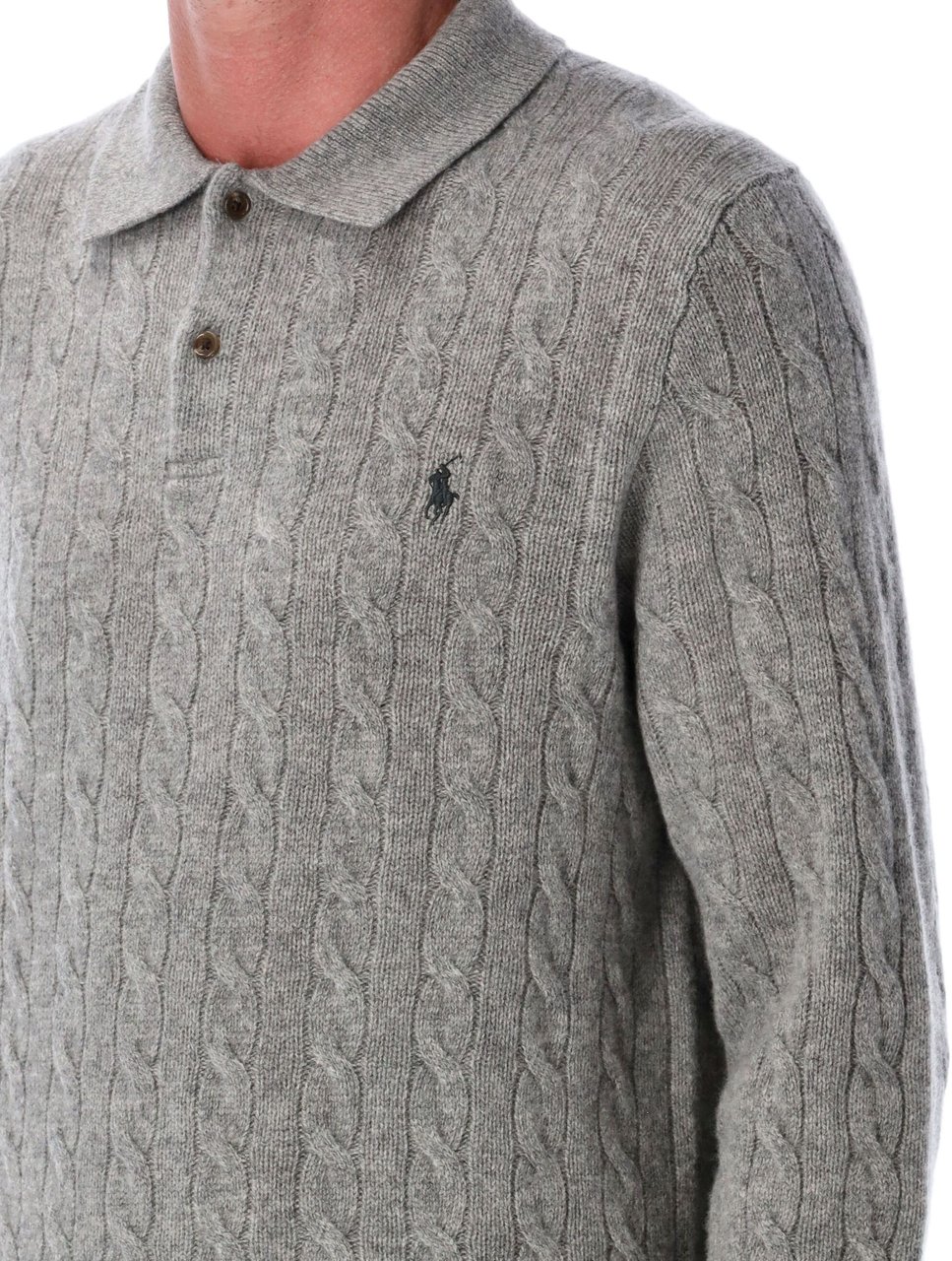 Ralph Lauren Cable Knit Polo Grigio Grijs