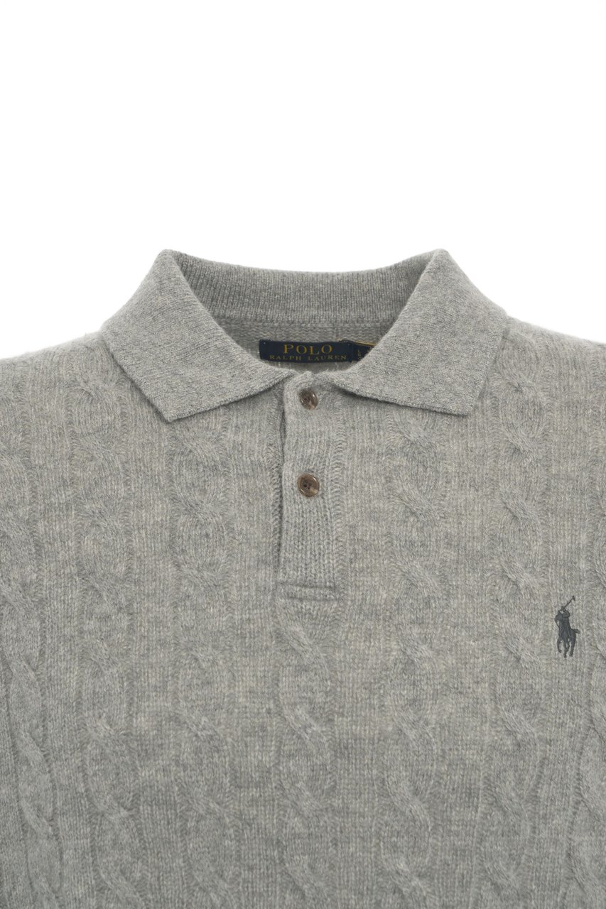Ralph Lauren Maglione a trecce con collo polo Grijs