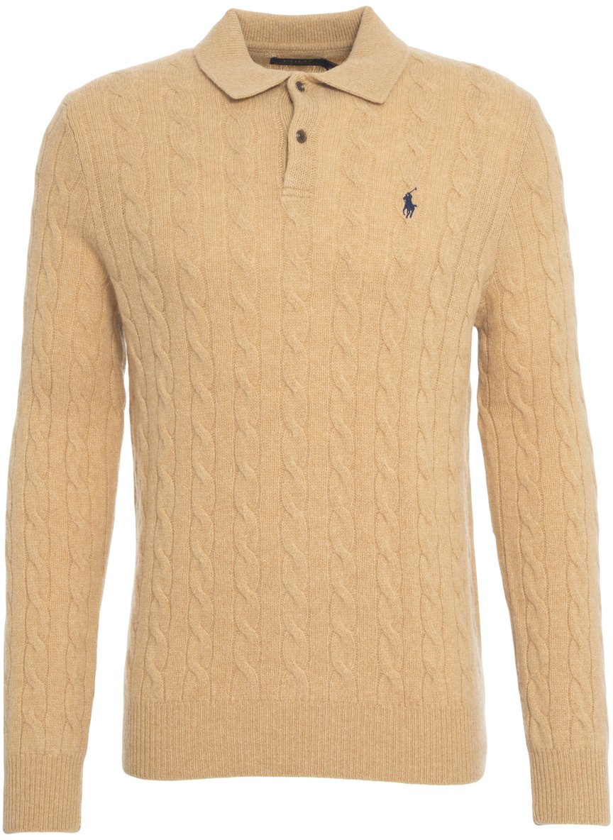 Ralph Lauren Maglione a trecce con collo polo Beige
