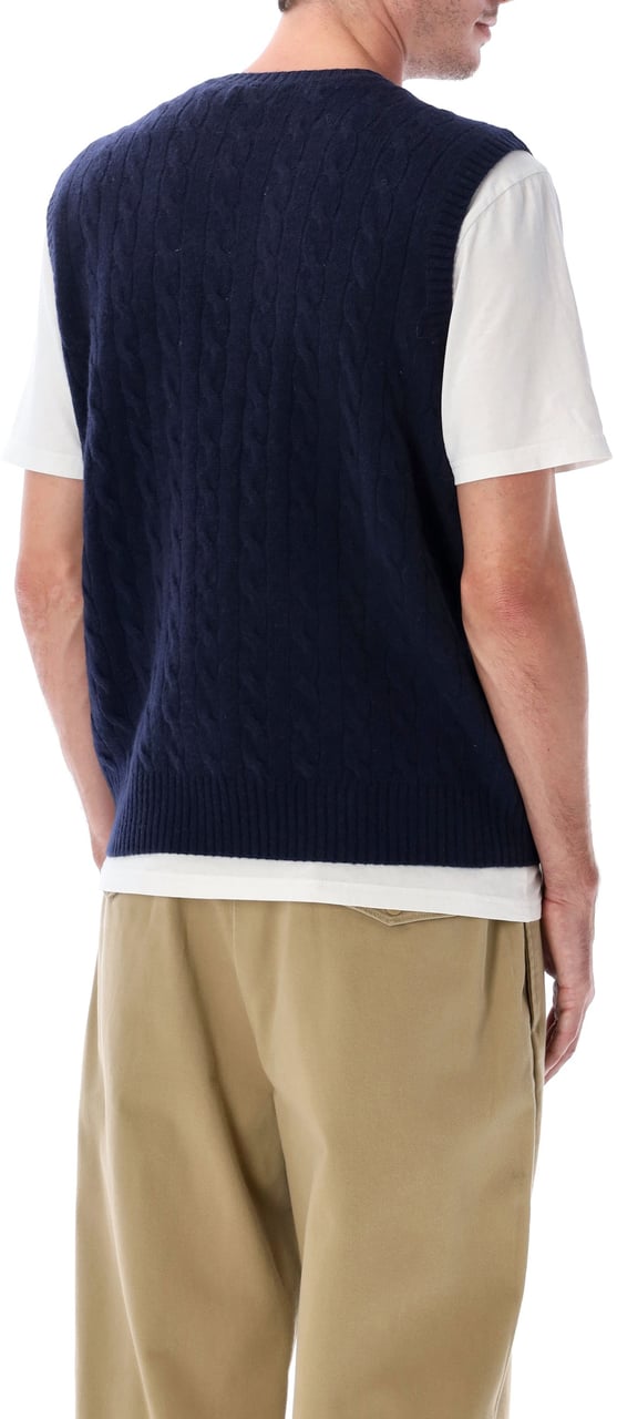 Ralph Lauren Cable Knit Vest Hunter Navy Blauw