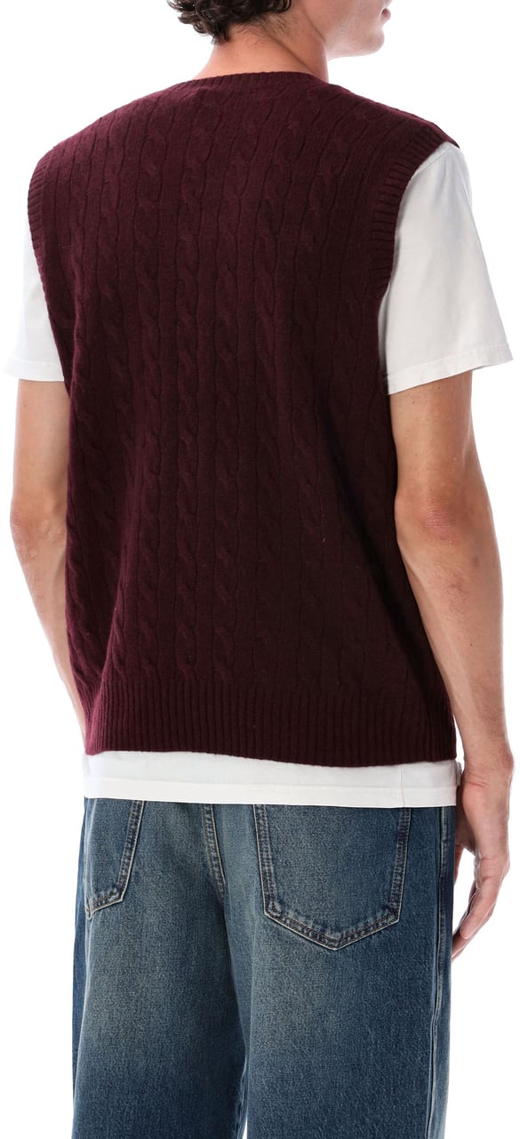 Ralph Lauren Cable Knit Vest Wine Rood