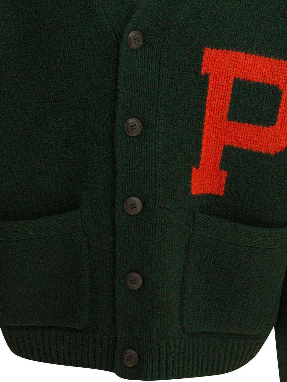 Ralph Lauren V-neck cardigan with logo Groen