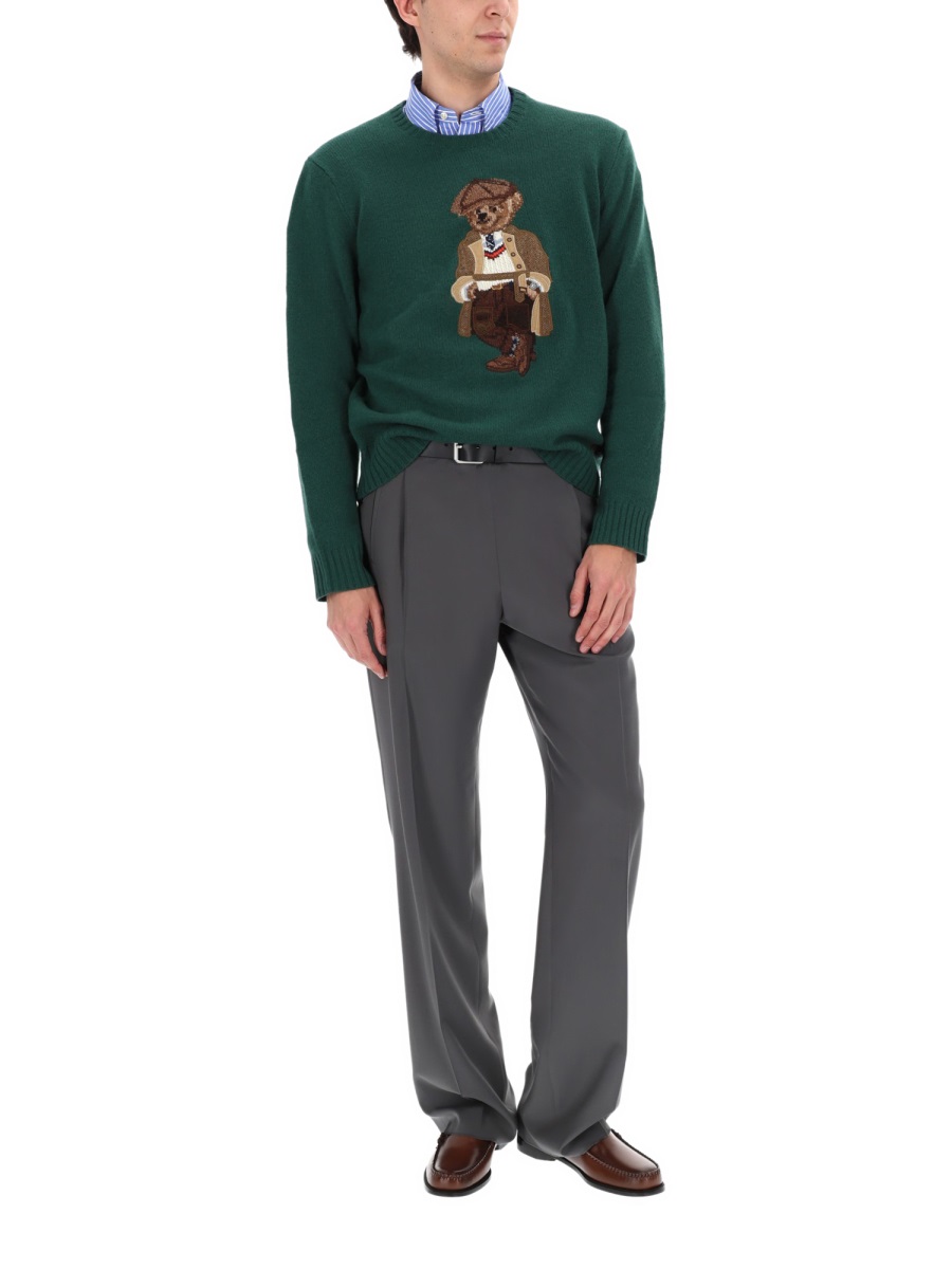 Ralph Lauren Polo Bear Green Embroidered Sweater Zwart