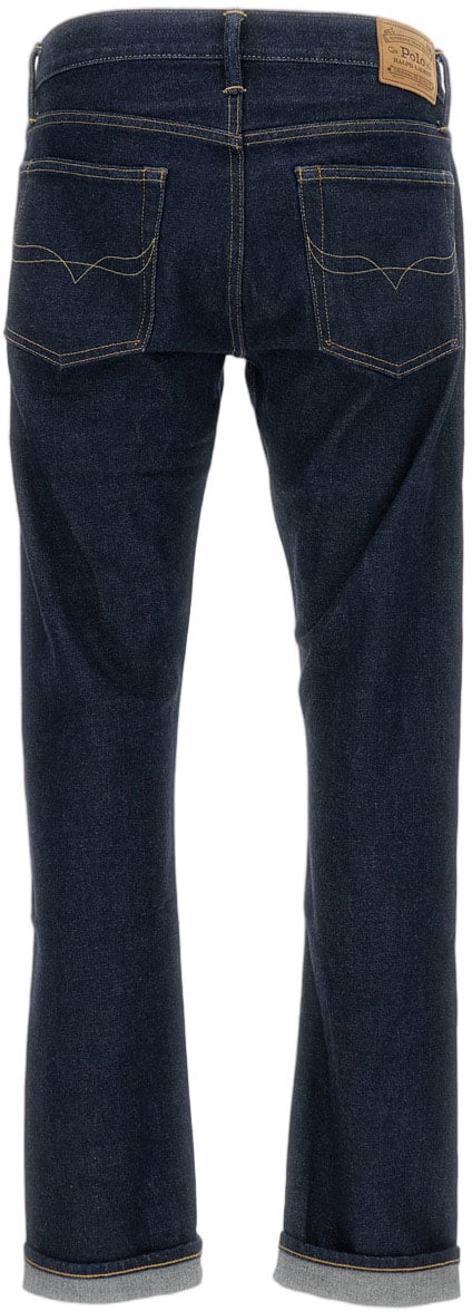 Ralph Lauren Sullivan Slim Fit Jeans With Five-Pocket Design And Leather Patch Blauw